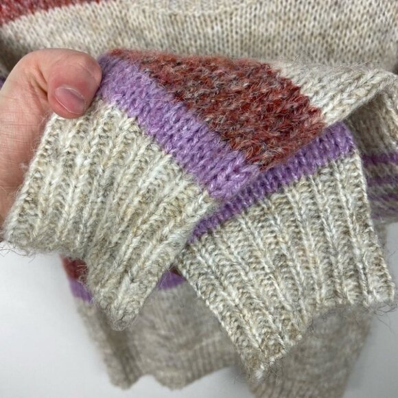 Heartloom Cecily Striped Chunky Knit Sweater‎ Size XS Purple Fuzzy Grandpa Boho - Picture 6 of 9